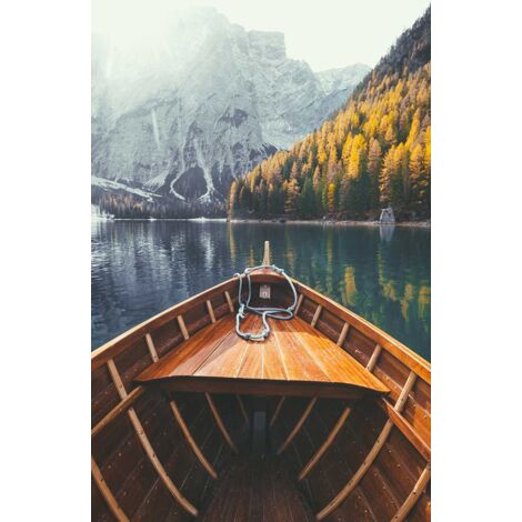 Tableau Barque et lac de montagne - 50x80cm - made in France (1/5)