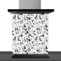 Fond de hotte décorative, gems noir et blanc 60x70 Fond de hotte