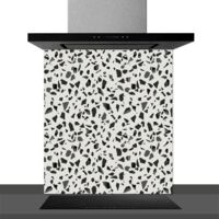 Fond de hotte décorative, granite noir et blanc 60x70 Fond de hotte