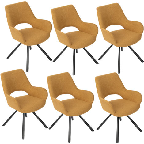 MEUBLES COSY Lot de 6 chaises de Salle à Manger Scandinave Chaise Croisée BETH en tissu jaune (1/5)