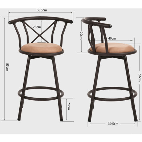 Tabourets de Bar En Bois, Îlot de Cuisine Pivotant à 360° Chaise de Salle à Manger, Rembourrage En Tissu de Technologie PU Tabouret Haut, Comptoir de Banque Dossier Bas Chaise (Size:83cm,Color:orange
