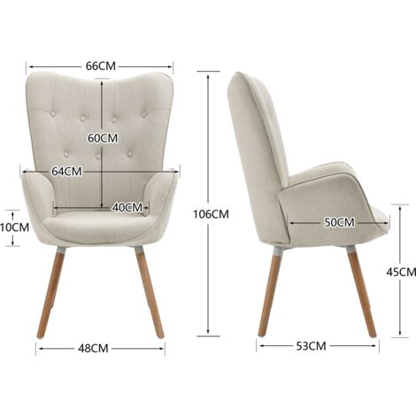 Fauteuil Scandinave En Bouclé Beige Avec Pieds En Bois Massif - Confort Maximal Pour Salon Et Chambre