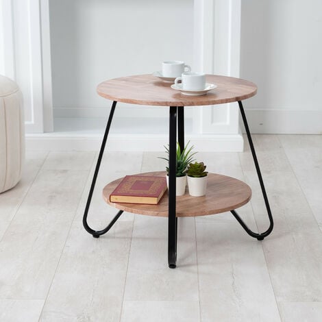 Table d'appoint pliante blanche en bois et métal - 48x38x66cm