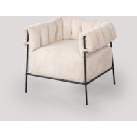 MEUBLES COSY Fauteuil industriel en tissu velours côtelé,beige,DOMCO
