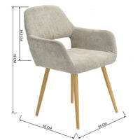 Lot de 2 fauteuils chaises - Tissu Beige - Style Scandinave - Salle à  manger, bureau, salon - MEUBLES COSY - Cdiscount Maison