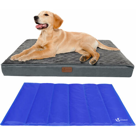 VOUNOT Cama Perro Ortopédica M con Gel Alfombrilla Refrescante, Cojín para Perros Espuma con Memoria
