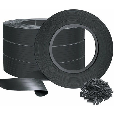 VOUNOT Tiras de Protección Visual de PVC 300 m x 4.7 cm para Valla de Jardín con Clips, Negro