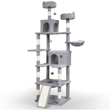 VOUNOT Árbol Rascador para Gatos Gigante Altura 215cm, Torre de Gatos Multiniveles Rascador de Escalada, Gris