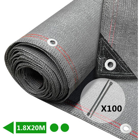 VOUNOT Malla Sombreo y Ocultación 1.8×20m, Valla Privacidad HDPE 230g/m², Gris