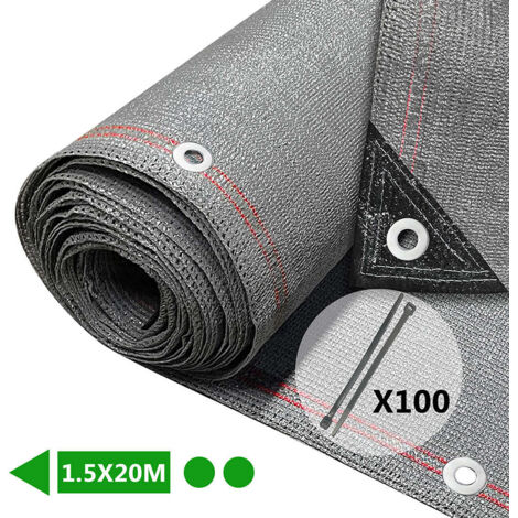 VOUNOT Malla Sombreo y Ocultación 1.5×20m, Valla Privacidad HDPE 230g/m², Gris
