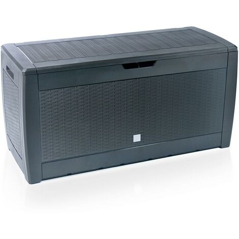 VOUNOT Baúl de Almacenaje 119x48x60cm de Plástico Efecto Trenzado 310 L Cofre de Jardín Antracita (1/7)