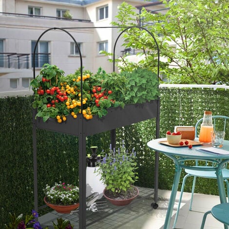 VOUNOT Huerto Urbano Terraza Mesa de Cultivo, Jardinera Elevada con  Cubierta de PVC, 80.5x130x43cm, Negro