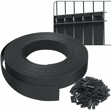 VOUNOT Tiras de Protección Visual de PVC 75 m x 4.7 cm para Valla de Jardín con Clips, Negro