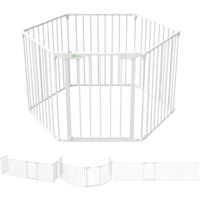 VOUNOT Barrera de Seguridad para Chimenea Preensamblada, Parque Recinto para Perro Plegable 6 Paneles, 375x74 cm, Blanco