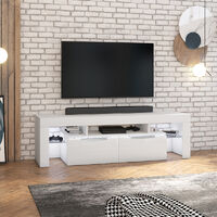 Selsey Vergon - TV Stand - White Matt / White Gloss / LED lighting