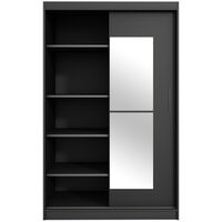 Selsey Vaniva - Sliding Wardrobe with Mirror - Black - 120 cm