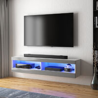 Selsey Viansola TV Stand 100 cm White Matt / Grey Gloss with LED Lighting