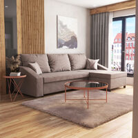 Selsey Morabod - Minimalist Corner Sofa Bed with Storage / Light Brown