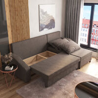 Selsey Morabod - Minimalist Corner Sofa Bed with Storage / Brown