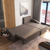 Selsey Morabod - Minimalist Corner Sofa Bed with Storage / Brown