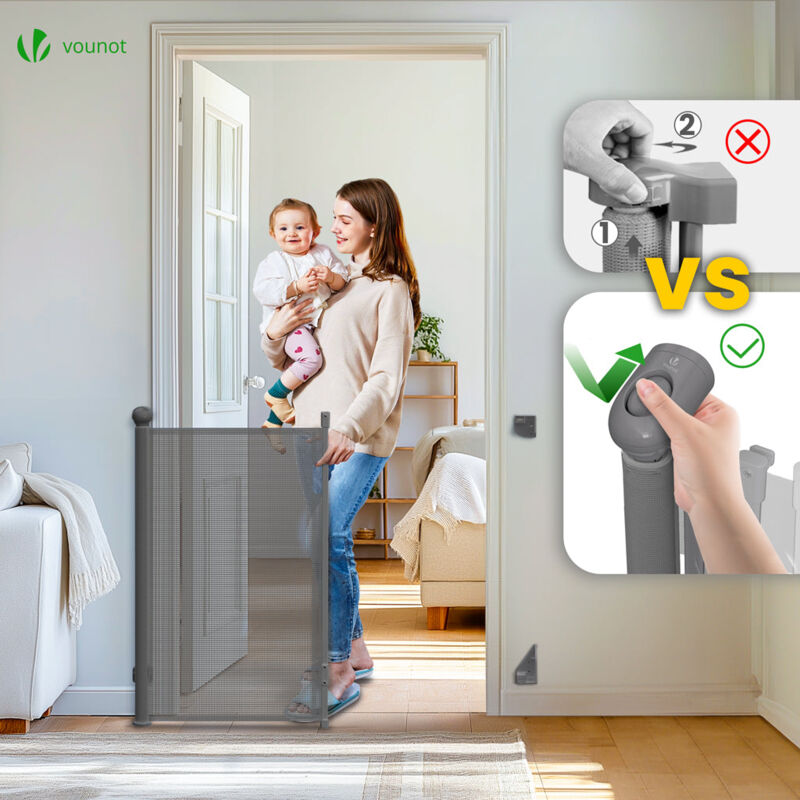 Cancelletto Sicurezza Estensibile Per Bambini E Cani - Regolabile Da 0 A 180 Cm - Bianco - Foto 2