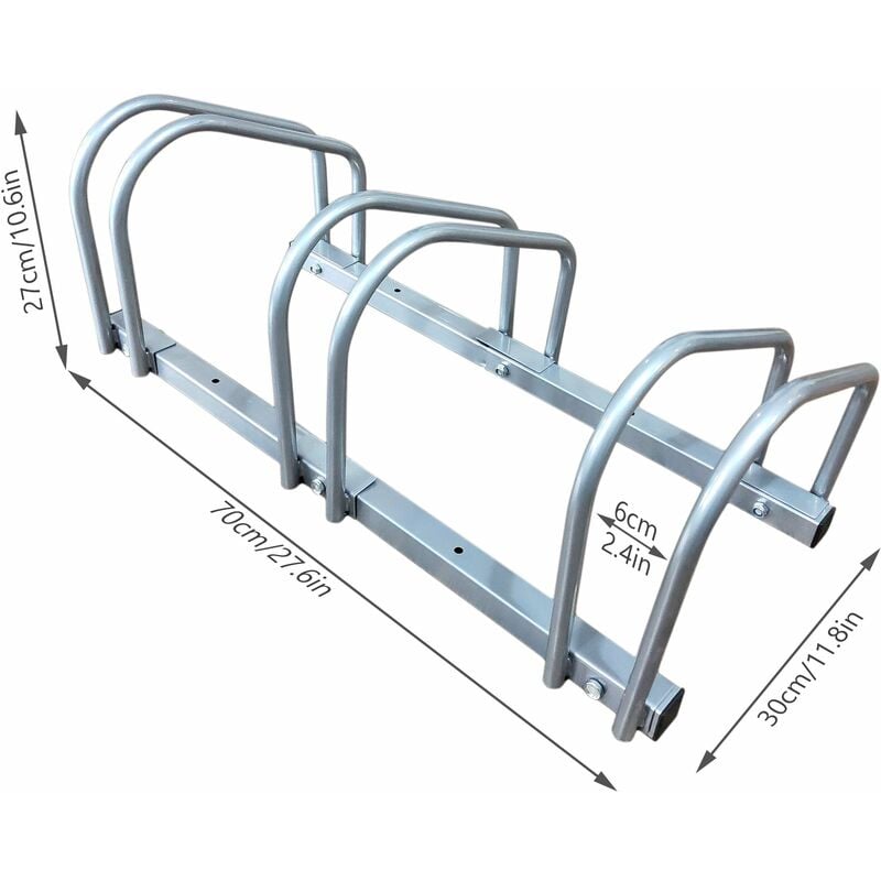 VOUNOT Rastrelliera per Biciclette, Installazione a pavimento e parete,  Argento, 3 Posti