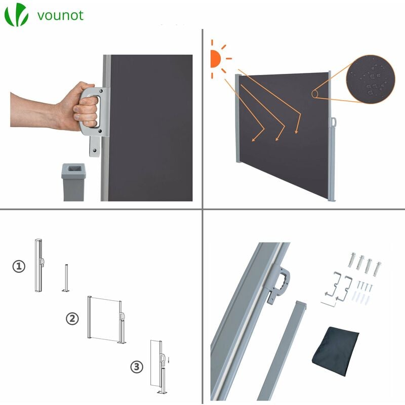 Buycitky Tenda da Sole Laterale Avvolgibile 180 x 300cm, Tenda Laterale  Retrattile Frangivento Paravento da Esterno Giardino, Parasole, Protezione  Privacy (180 x 300cm, Grigio chiaro) : : Giardino e giardinaggio