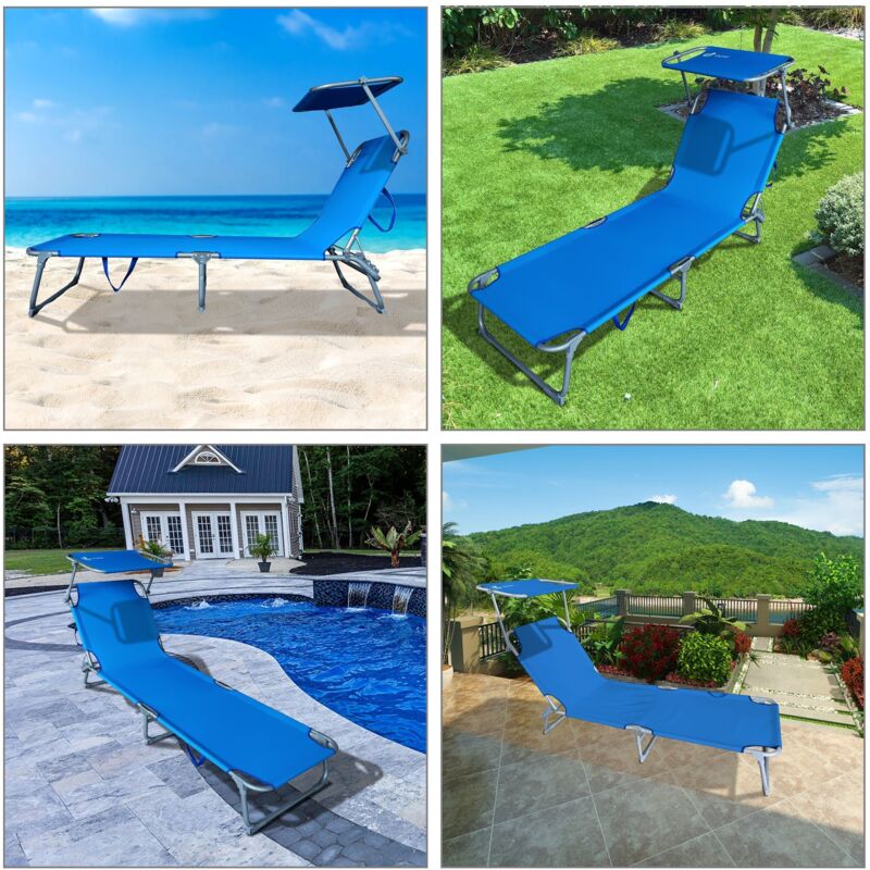 2 Sdraio Da Giardino VOUNOT Con Parasole - Pieghevoli, Regolabili, Per Spiaggia E Piscina - Foto 10