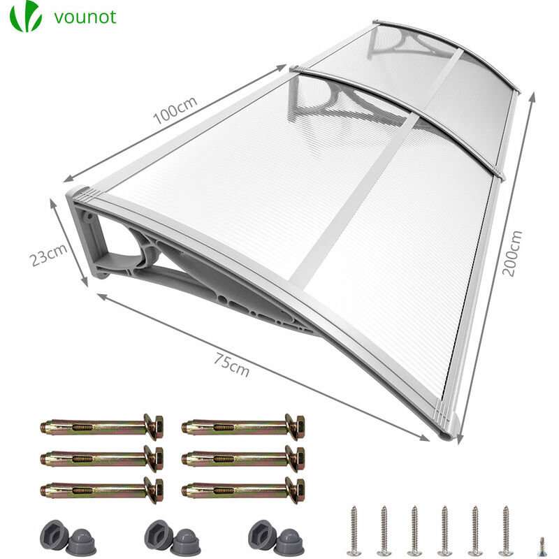 VOUNOT Pensilina Tettoia 200x80cm per Porta Balcone Esterno