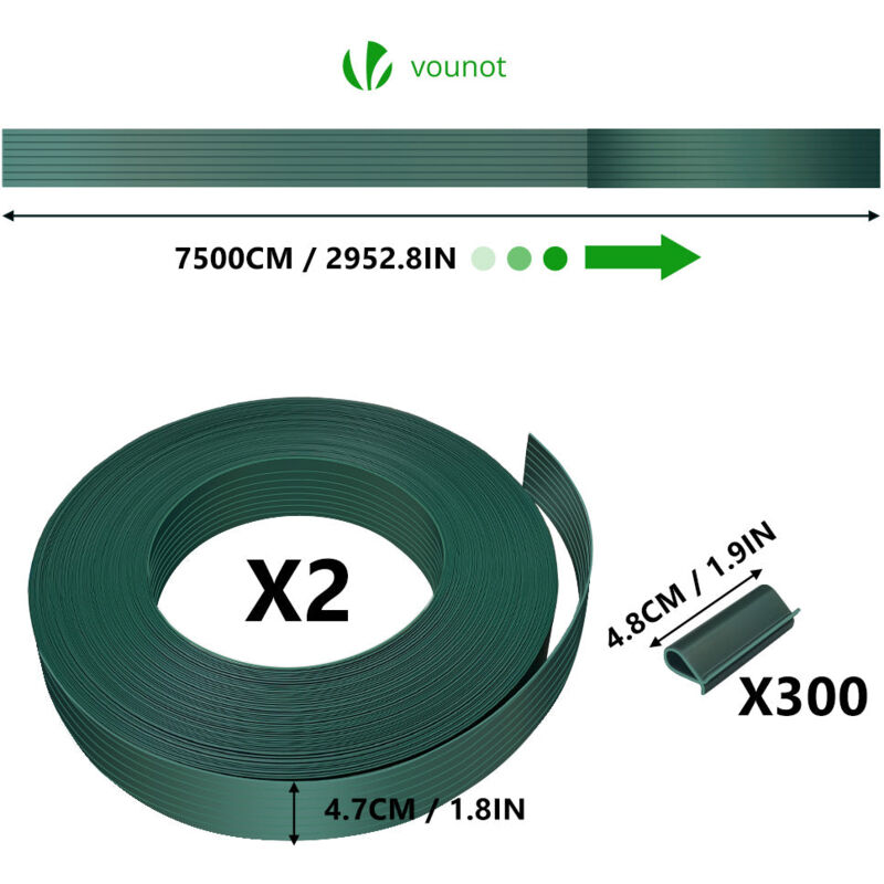 VOUNOT Strisce Frangivista in PVC 150 m x 4.7 cm, Striscia Privacy per  Recinzione Giardino con Clip di Fissaggio, Verde