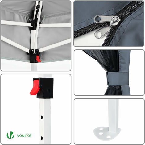 Gazebo Da Giardino VOUNOT 3.6x3.6m Beige Con 4 Pareti Rete - Tenda Doppio Tetto Pop Up Con Sacchi Sabbia - Foto 4