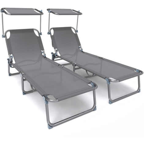 2 Sdraio Da Giardino VOUNOT Con Parasole - Pieghevoli, Regolabili, Per Spiaggia E Piscina - Foto 1