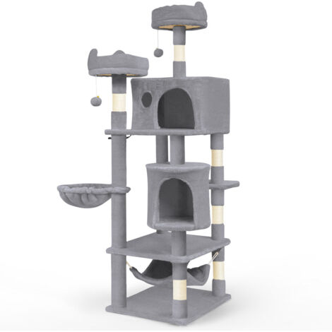 VOUNOT Castello per Gatti XXL con Tiragraffi, Albero per Gatti 168cm, Grigio