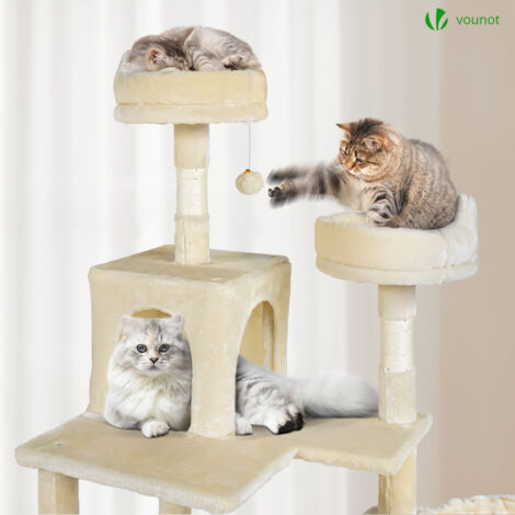 Tiragraffi Per Gatti XXL 170cm Con Cuccia - Albero Gioco Multifunzione Beige - Foto 6