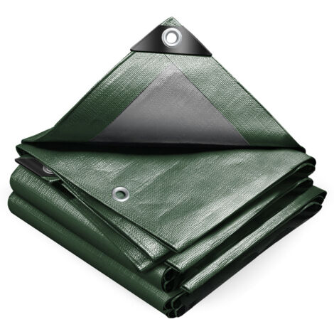 VOUNOT Telo Impermeabile Esterno 2x3m, Telone Occhiellato PE 240 g/m², Verde-Argento