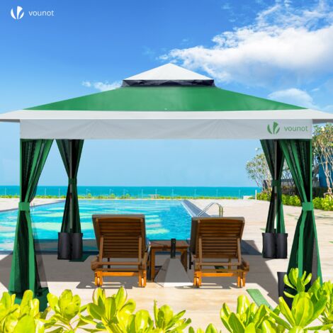 Gazebo Da Giardino VOUNOT 3x3m Con 4 Pareti - Pieghevole Pop Up Con Sacchi Sabbia E Borsa Trasporto