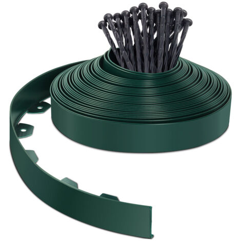 VOUNOT® Bordo Giardino Flessibile, Bordi Aiuole Plastica, con 60 Chiodi di Fissaggio, Lunghezza 20m, Altezza 5cm, Grigio