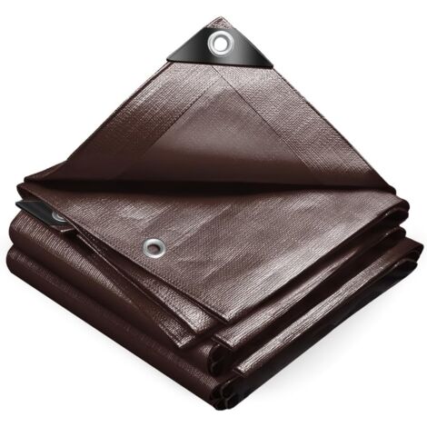 VOUNOT Telo Impermeabile Esterno 3x4m, Telone Occhiellato Impermeabile Rinforzato PE 240 g/m², Marrone