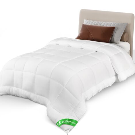 VOUNOT Piumino Leggero 200GSM 155x200cm in Microfibra Morbida, Piumone 4 Stagioni Caldo, Transpirante Trapunta, Bianco