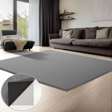 VOUNOT® Tappeto Morbido a Pelo Corto 140x200 cm con Doppio Sistema Antiscivolo, Stile Moderno, Grigio