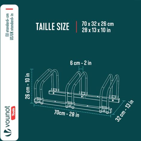Rastrelliera Portabici VOUNOT – 3 Posti, Installazione A Pavimento O Parete, Regolabile, Metallo Rivestito Antiruggine, Per Bici Da Città, MTB E Corsa