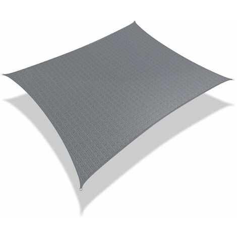 VOUNOT Tenda da Sole per Esterno, Vela Ombreggiante con Kit di Fissaggio,  Rettangolare, 3x5 m, Grigio