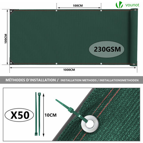 Viceree Rete Ombreggiante H150cmX 25 Metri Made in Italy +100 Fascette  Elettricista Privacy Frangivista 90% Rotolo Telo Verde per Recinzione  Esterno