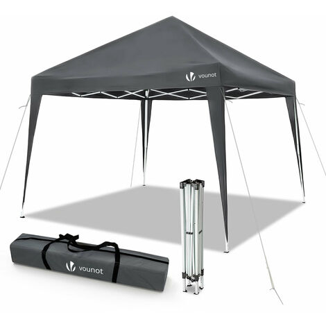 VOUNOT Gazebo Giardino 3x3 m Pieghevole, con 4 Sacchi di Sabbia e Borsa per il Trasporto, Grigio