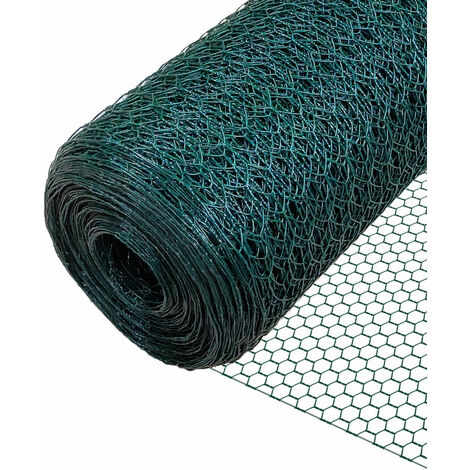 VOUNOT Rete Metallica Torsione Tripla Rivestimento in PVC, Maglia Esagonale 13mm, 100cm x 50m, Verde