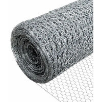VOUNOT Rete Metallica Zincata Torsione Tripla, Maglia Esagonale 13mm, 100cm x 25m, Argento