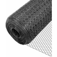 VOUNOT Rete Metallica Torsione Tripla Rivestimento in PVC, Maglia Esagonale 25mm, 100cm x 50m, Grigio