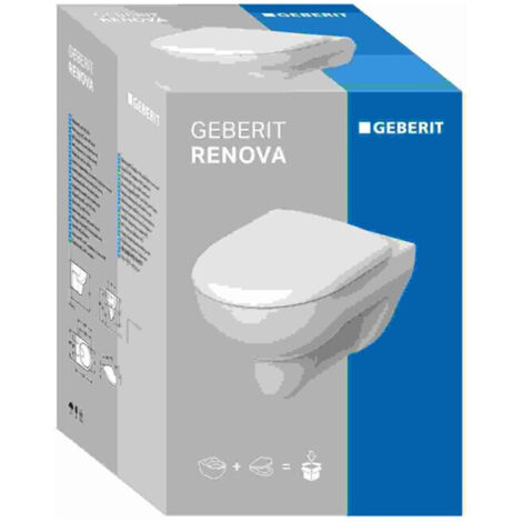 Geberit – Wand-WC Set Renova 54cm – Komplettes Set mit Standarddeckel – Wandhalterung erforderlich – Klassisches Modell mit Flansch (1/5)