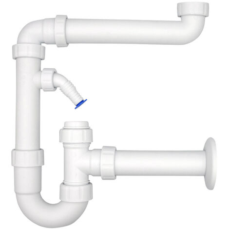 PP-Raumsparsiphon 1½" und 1¼", Geräteanschluss und Reinigungsöffnung