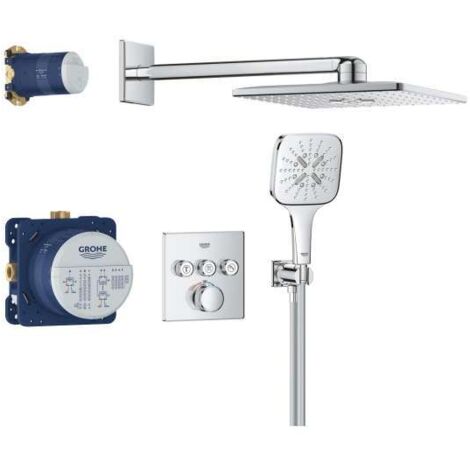 Grohe – Duschsystem Unterputz mit Rainshower SmartActive 310 Cube – Thermostat mit 3 Strahlarten – Chrom – 430 mm Brausearm (1/4)